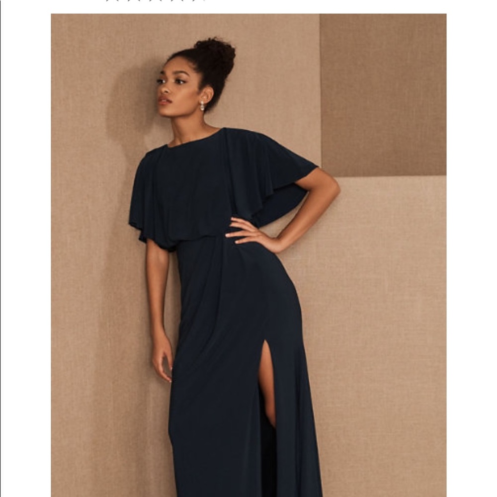BHLDN Lena Flutter Sleeve Jersey Dress- NAVY